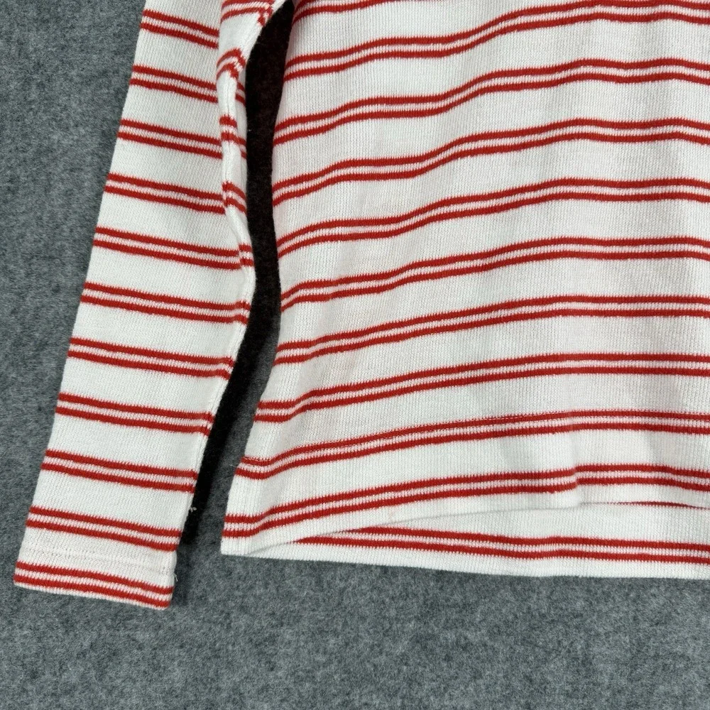 J Crew Sweater Womens XS Long Sleeve Terry Cloth Red Stripe Nautical Preppy Hood